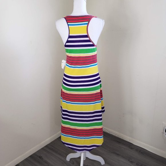 Feathers Colorful Racer Back Long Slug Dress Size Large - Picture 7 of 12